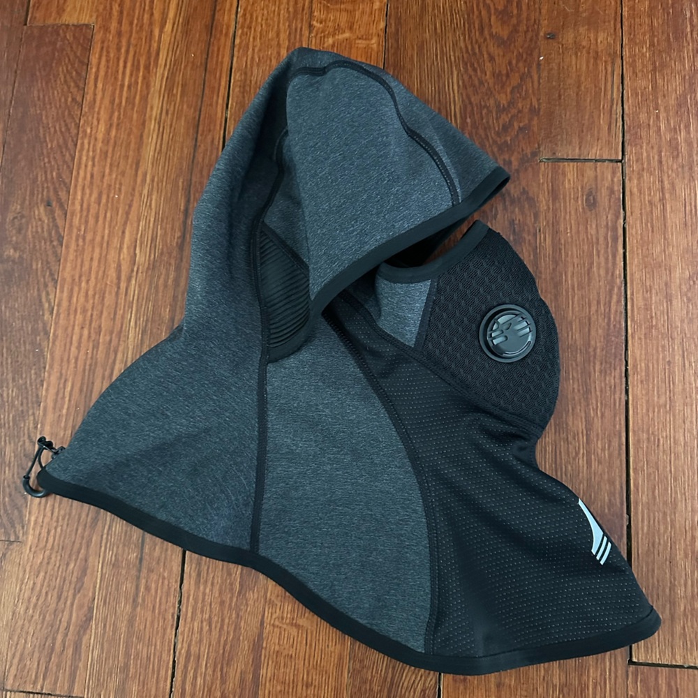Gray and Black Hooded Face Mask
